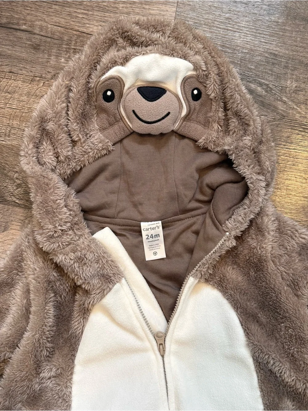 Carters Sloth Two Piece Padded Halloween Costume Fuzzy Warm Hooded 24 Months